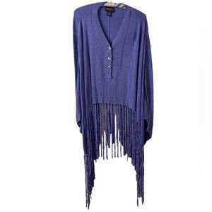Vintage Patti La Belle Women's Purple Silk Fringe Sweater One Size Fits Most